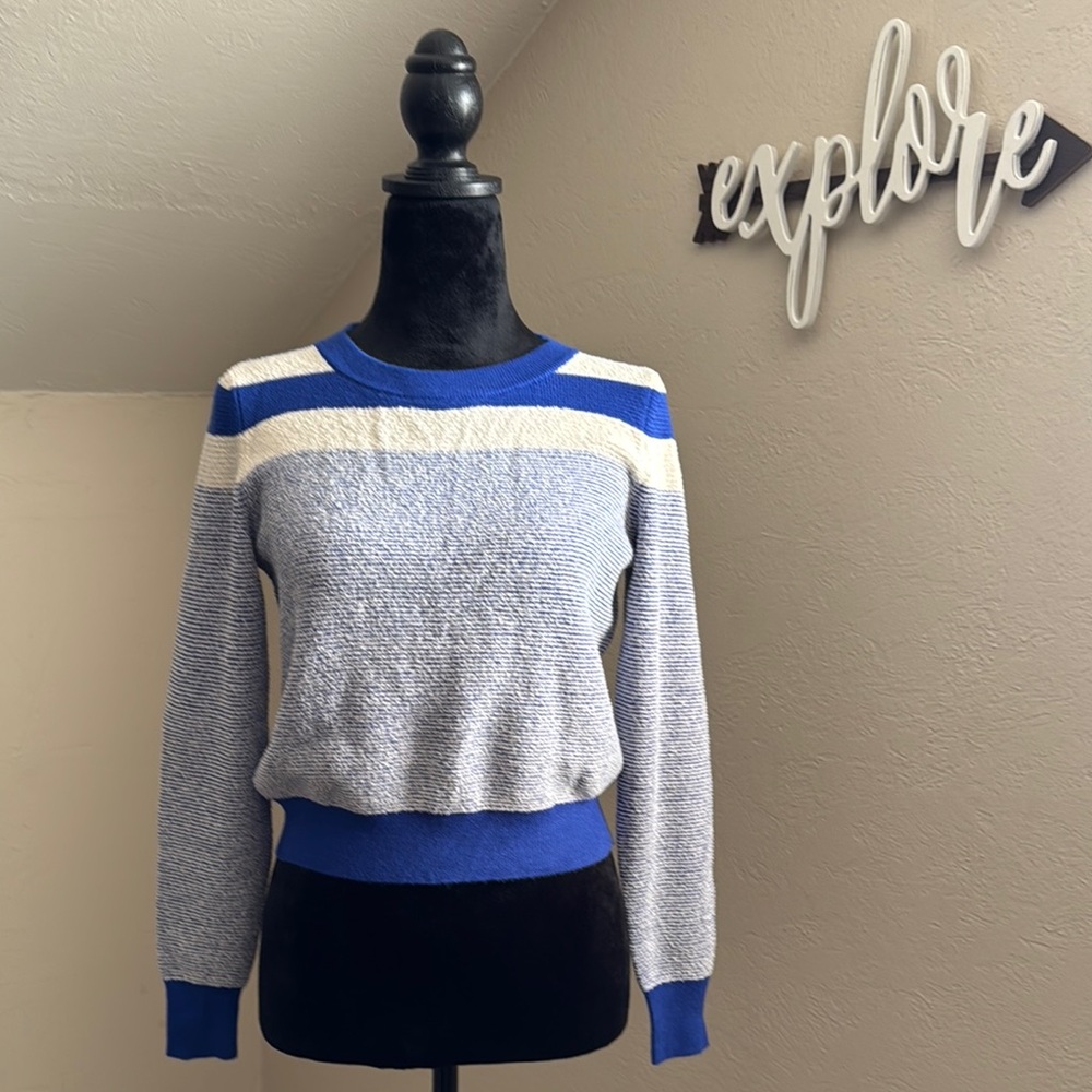 Blue and White Women's Sweater